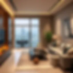 Modern furnished studio living room in Al Nahda