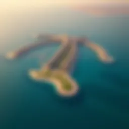 Aerial view of Palm Jebel Ali showcasing its unique design and surrounding waters.