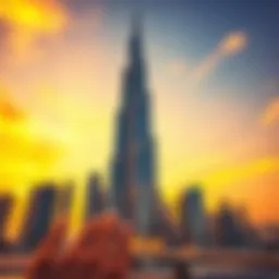 Stunning view of Rise Tower at sunset