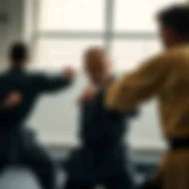 Dynamic training session showcasing martial arts techniques.