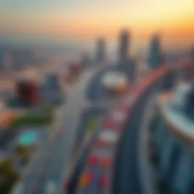 Panoramic view of Sheikh Zayed Road with Sahara Tower