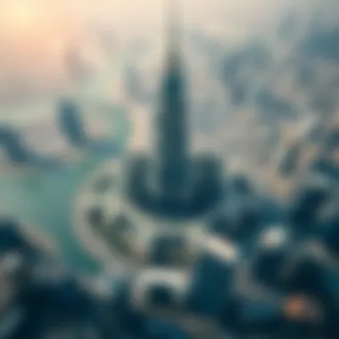 Aerial Perspective of Silver Tower Aerial view of Silver Tower surrounded by Dubai's skyline