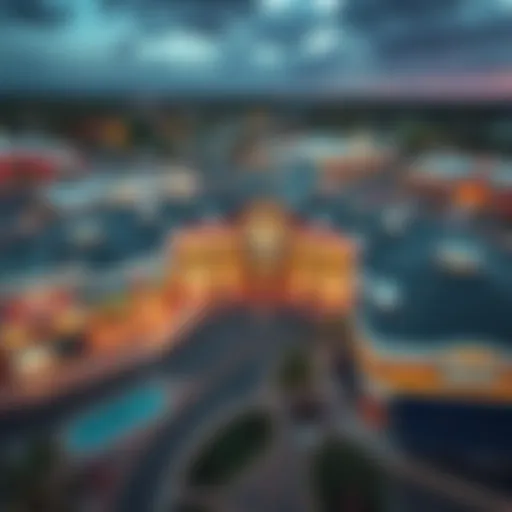 Aerial view of Splash Outlet Mall showcasing its unique architectural design