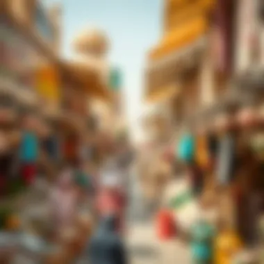 Vibrancy of Dubai's Artisan Markets Street market bustling with local artisans and handmade goods