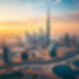 Dubai Skyline: A Symbol of Economic Prosperity Panoramic view of Dubai skyline illustrating economic growth