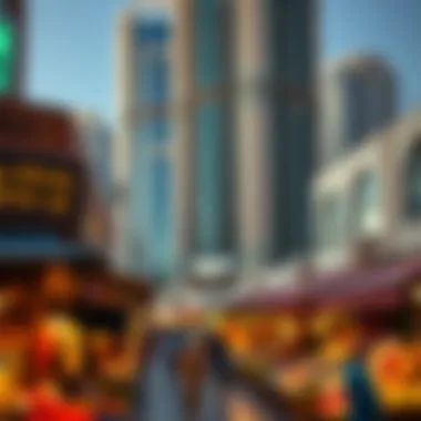 An overview of a bustling marketplace in Dubai