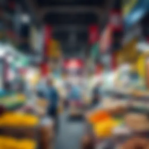 Vibrant market scene showcasing diverse goods