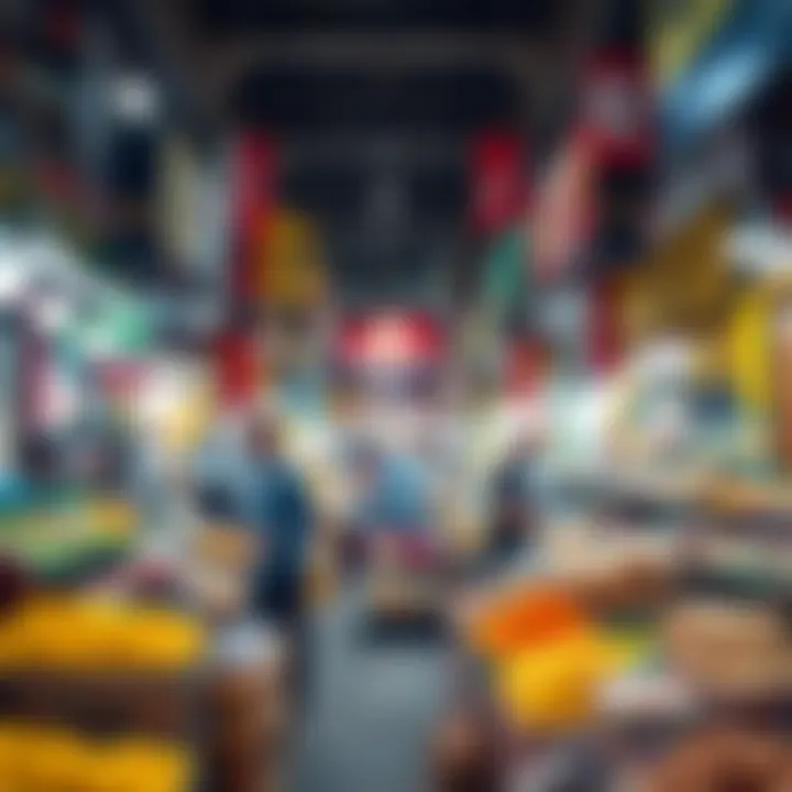 Vibrant market scene showcasing diverse goods