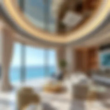 Luxurious interior of a sea tower residence with ocean views