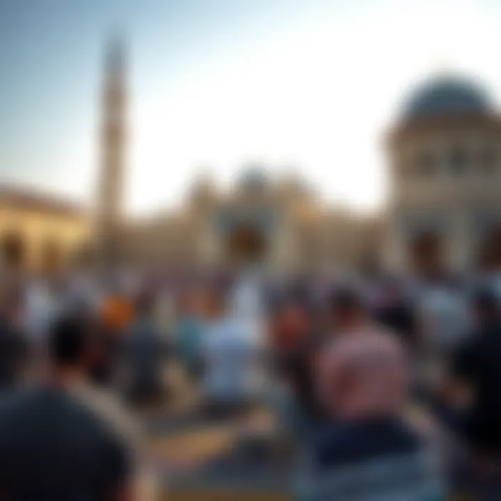 Community Gathering Embracing Prayer Timings Community gathering in Dubai during prayer timings