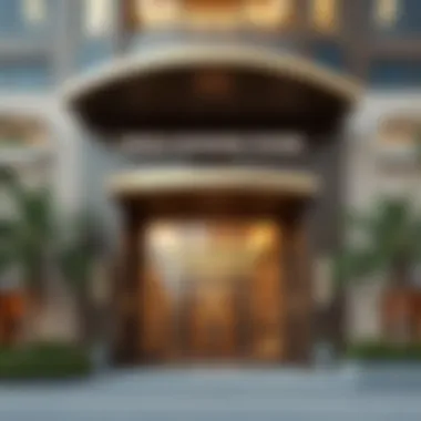 Entrance of the Single Business Tower Exterior shot focusing on the entrance and surrounding area of the Single Business Tower