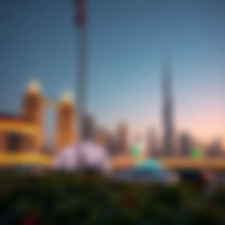 Dubai's Skyline Decorated for National Day Celebration Festive decorations adorning Dubai's skyline in preparation for National Day