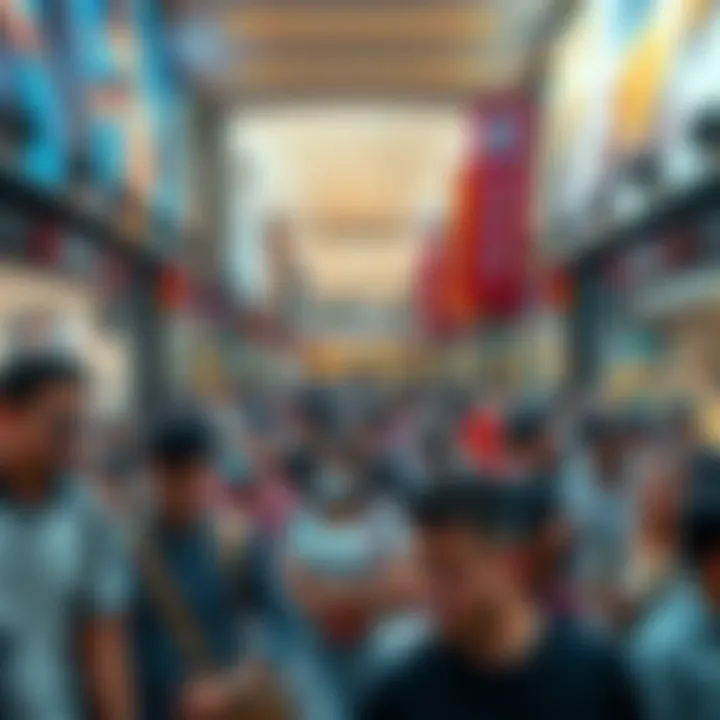 Crowd During Peak Hours in Dubai Mall A bustling crowd inside Dubai Mall during peak hours