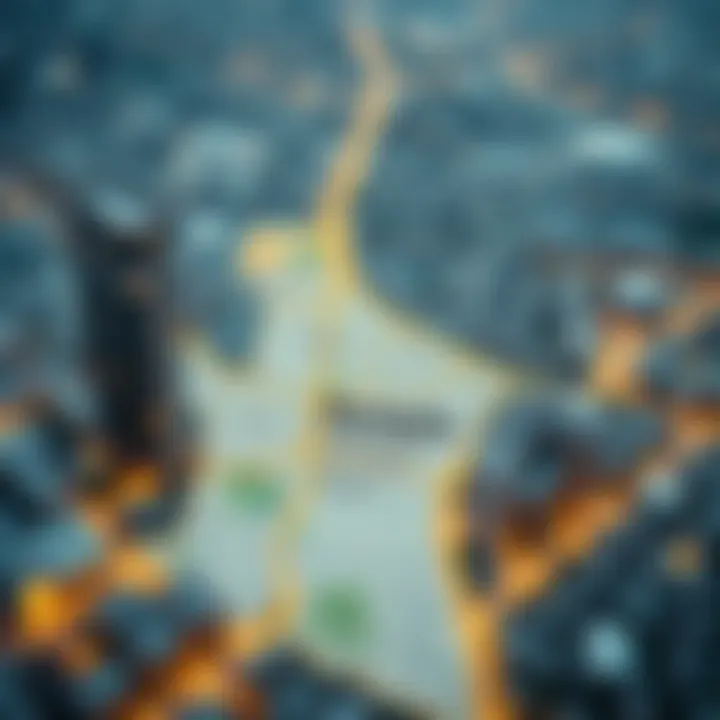 Map highlighting different neighborhoods and their rental rates.