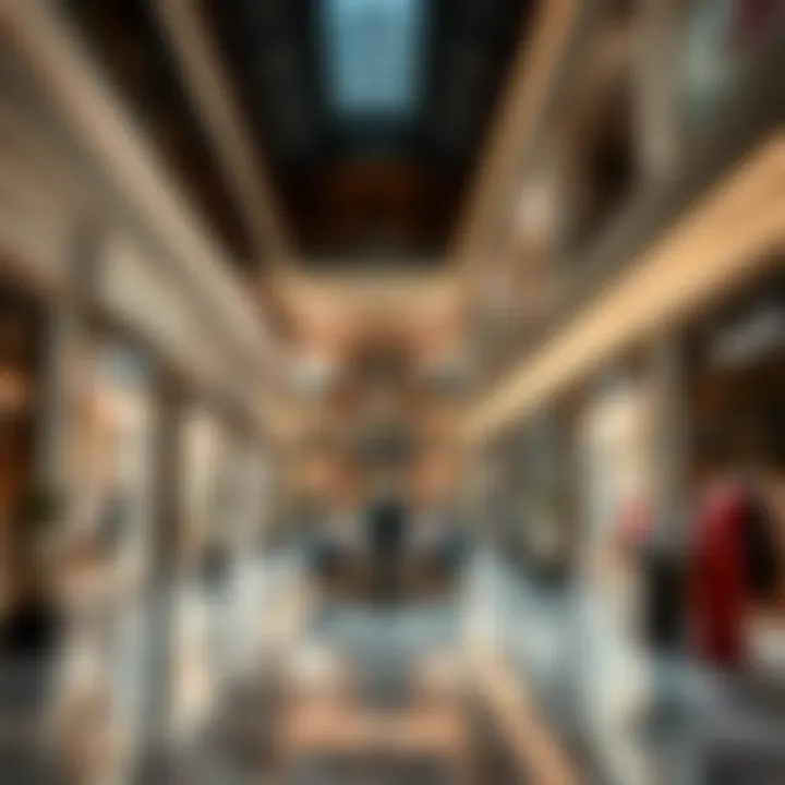 Interior shot of Wafi's luxury shopping area filled with upscale boutiques